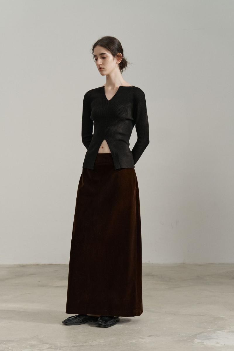 Rokken | Dames Maxi rok in stretch fluweel